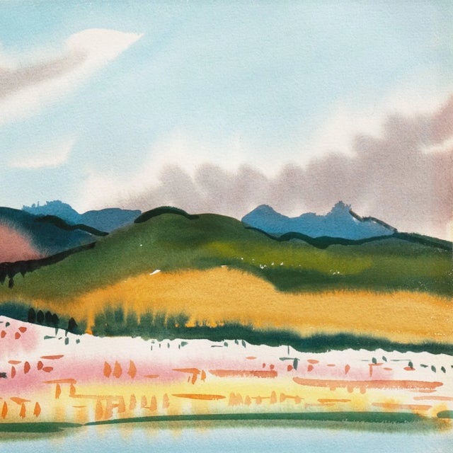 Sky Blue 'Northern California Bay' by Nadine Pizzo, Legion of Honor, Ggie, Woman Artist, Circa 1960 For Sale - Image 8 of 11