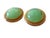 1960s Vintage Gold Tone Earrings W/Round Celadon Green Jadeite Faux Jade For Sale - Image 5 of 7