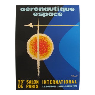 1971 Original French Aviation Poster, Aéronautique Espace (Le Bourget) - Villemot, 29e Salon International De Paris. For Sale