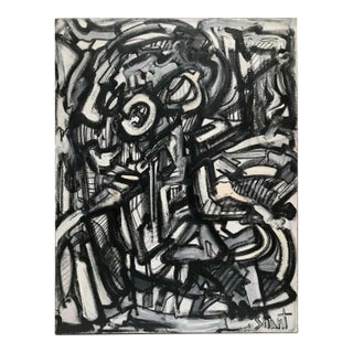 Black and White Acrylic Abstract by Shant Beudjekian For Sale