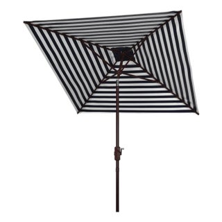 Athens 7.5 Ft Square Crank Umbrella, Navy With White Understripe For Sale
