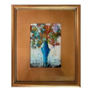 “Summer Bouquet,” Original, Acrylic, Expressionist Floral Still Life in Gilded Frame by Linda McDonough