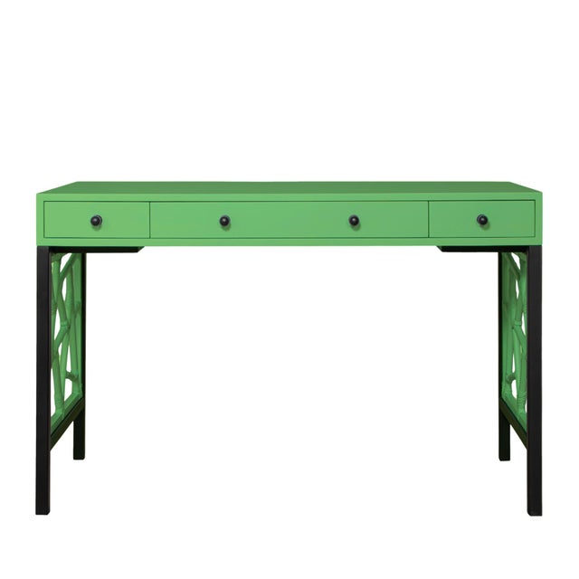 David Francis Tiffany Writing Desk - Bright Green For Sale - Image 4 of 9