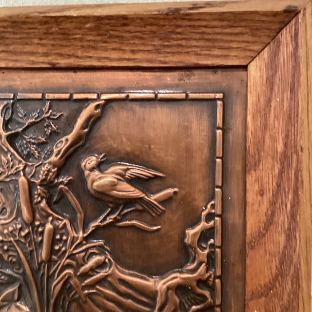 Vintage Copper Embossed Wall Hanging Art Plaque Bird Albert Gilles Signed Chairish