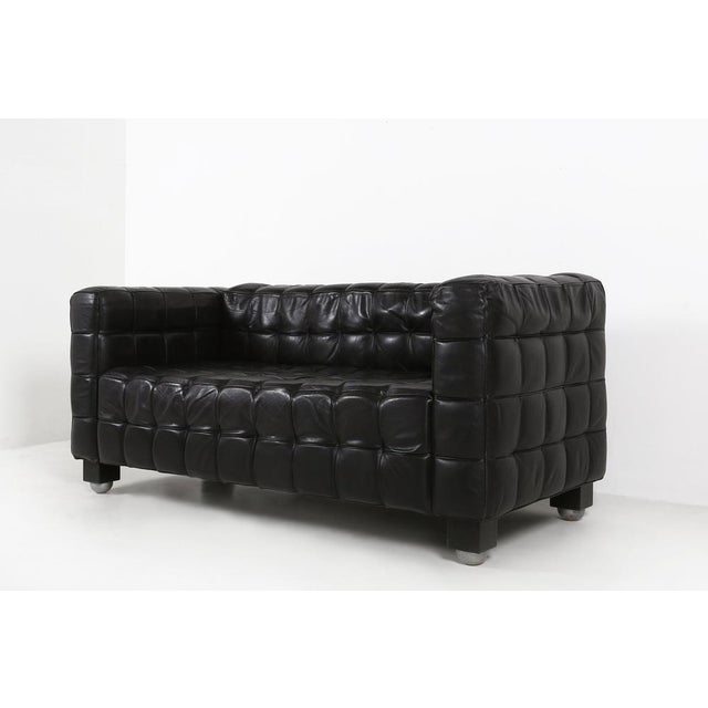 Black Leather Model 8020 Kubus Sofa by Josef Hoffmann for Wittmann, Austria, Early 1980s For Sale - Image 11 of 13