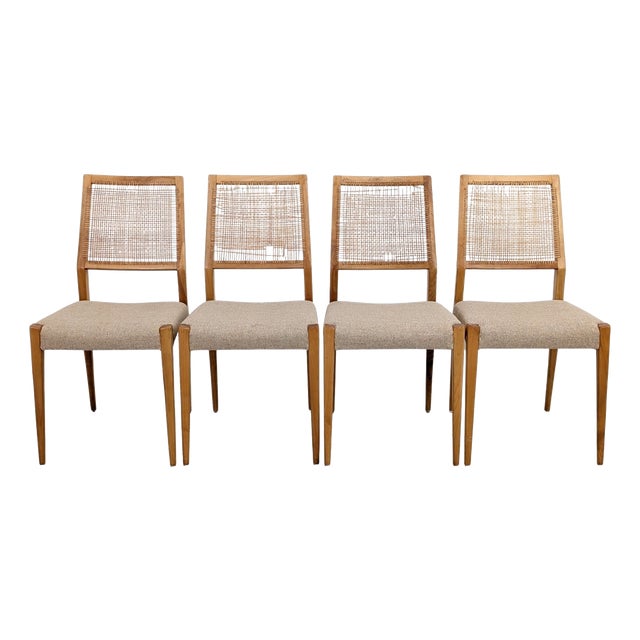 Vintagw Chairs with Birch Cane Weave, Set of 4 For Sale