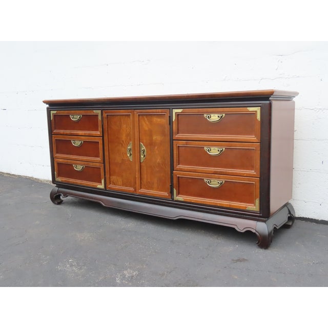 Hollywood Regency Broyhill Premier Hollywood Regency Long Low Dresser Sideboard Media Cabinet 6893 For Sale - Image 3 of 17