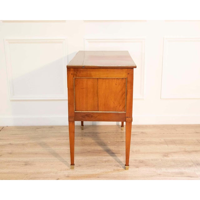 Louis XVI–Style Cherrywood Chest of Drawers with Brass Trim, France For Sale In Atlanta - Image 6 of 8