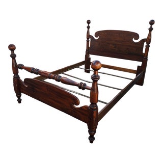 Vintage Cannonball Bed Adjustable Full to Queen Size Attributed to Ethan Allen For Sale