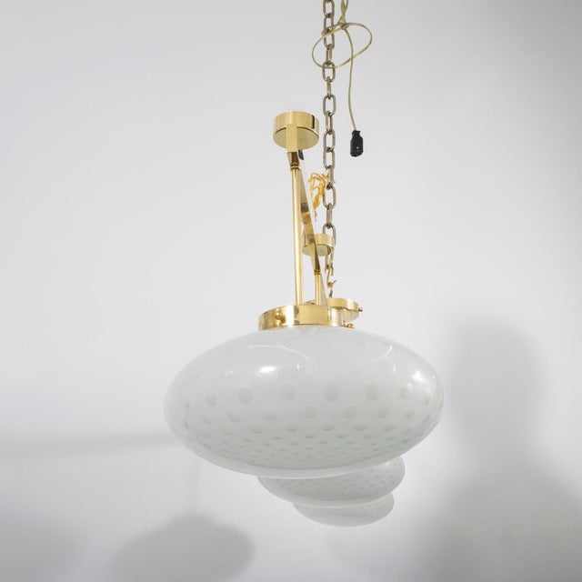 Modern linear chandelier with Murano glass shades For Sale In New York - Image 6 of 15