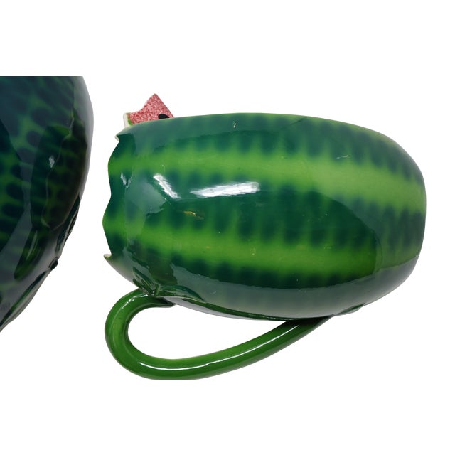 Vintage Strata Group “Ripe Watermelons” Sculptural Ceramic Pitcher & Basket Set, 5 Pieces For Sale - Image 12 of 18