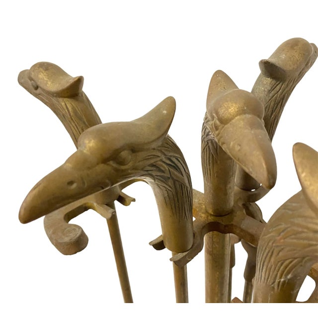 Vintage Phoenix Bird Brass Fireplace Tool Set 5 Piece Set Neoclassical A fantastic set of fireplace tools in brass with...