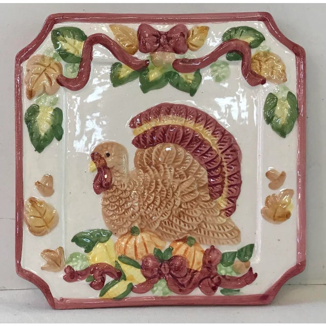 Cute vintage ceramic Thanksgiving Turkey trivet! I have two of these available.