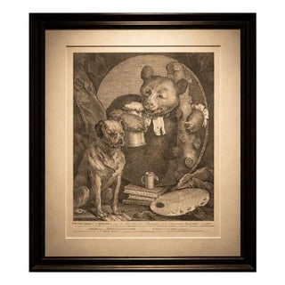 William Hogarth, The Bruiser Satirical Churchill Bear Illustration, 1763, Engraving For Sale