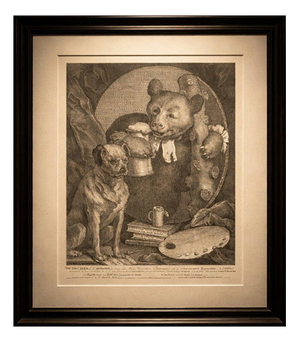 William Hogarth, The Bruiser Satirical Churchill Bear Illustration, 1763, Engraving