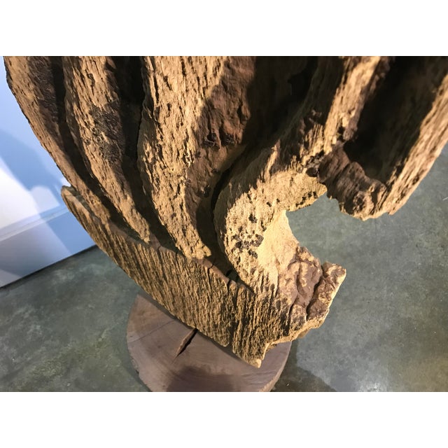 70" Large Mid 20th Century Thai Carved Teak Sculpture - Eternal Flame For Sale - Image 10 of 10