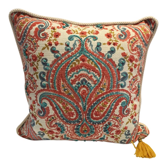 Cynthia Rowley Hand Embroidered Paisley Down Pillow Chairish