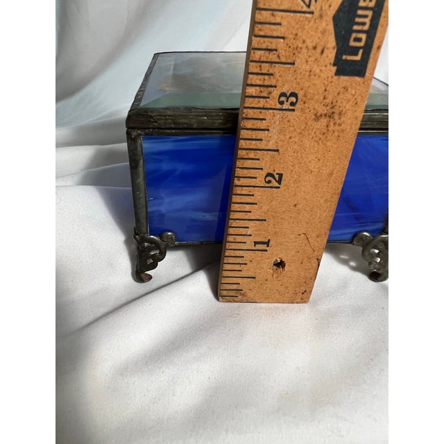 Handcrafted Blue Stained Glass Trinket Box For Sale - Image 10 of 11