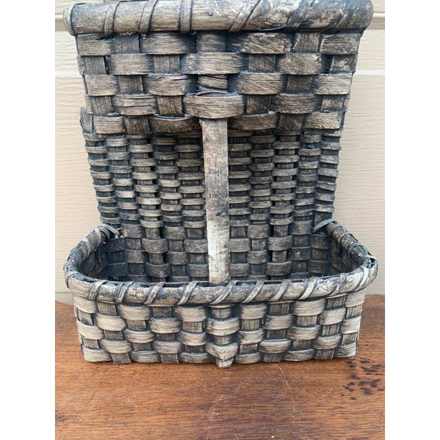 Early 20th Century Early 20th Century American Gray Splint Oak Double Hanging Basket For Sale - Image 5 of 10