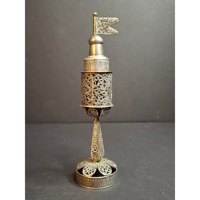 Religious Antique Imperial 84 Silver Besamim Spice Tower Fabergé Kf Judaica 134g For Sale - Image 3 of 16