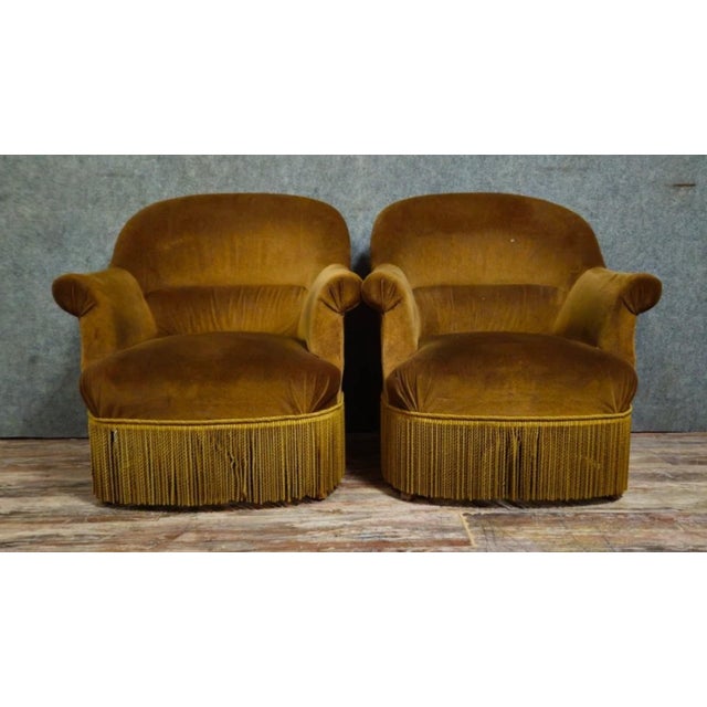 20th Century Velvet Toadstool Armchairs For Sale - Image 9 of 9
