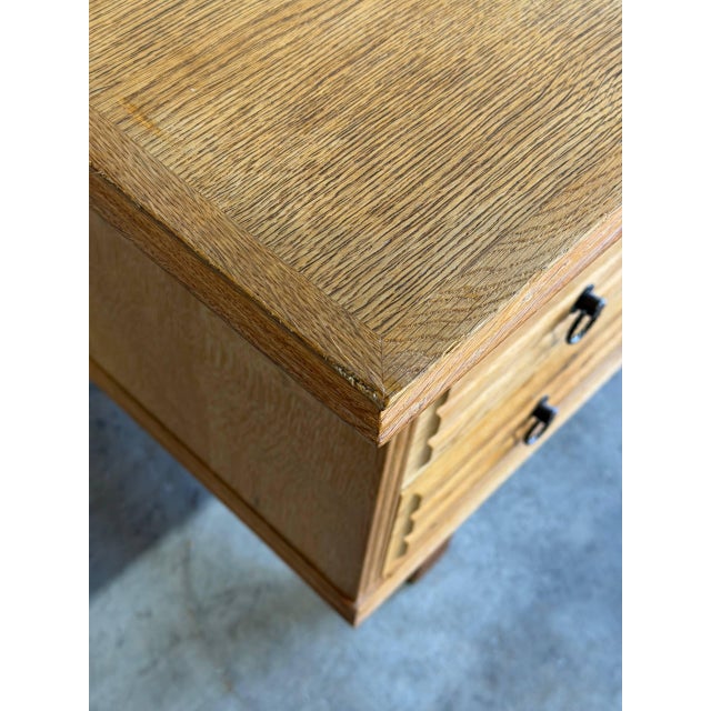 Wood In Style of Henning Kjærnulf Oak Executive Desk With 6 Drawers Open Bookshelf Denmark Mid-Century Modern 1960s For Sale - Image 7 of 12