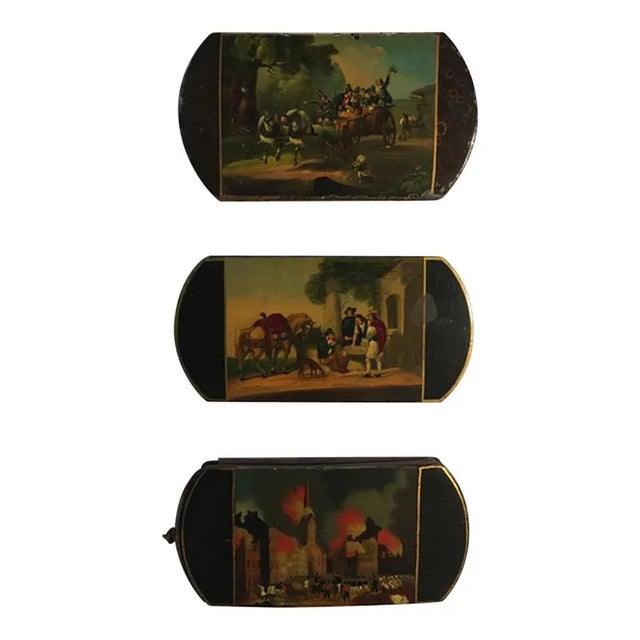 Mid-18th Century Lacquered Wood Boxes with Landscape Scenes, Set of 3 For Sale - Image 11 of 11