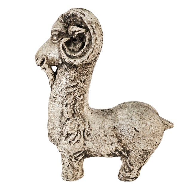 Mid-Century Modern Museum Style Cast Composite Ram Sculpture Long Neck Figural 16" For Sale - Image 3 of 9