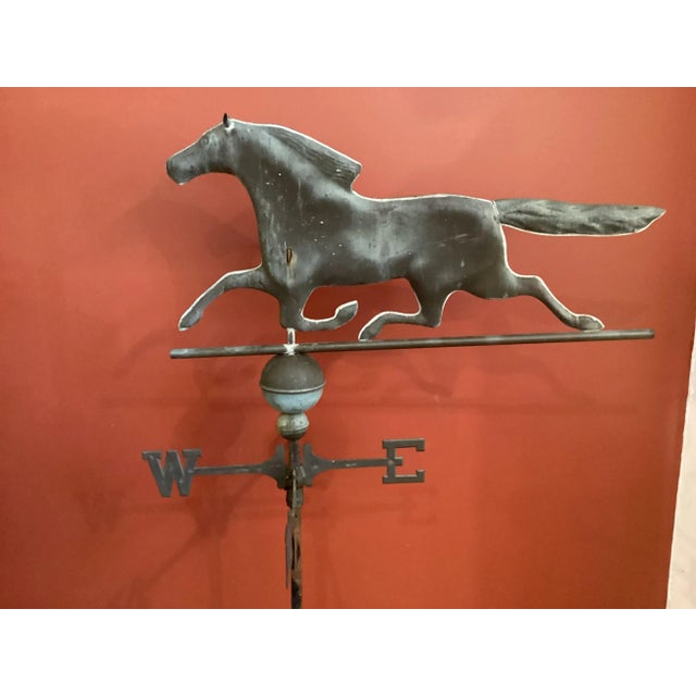 Vintage Running Horse Copper Weathervane For Sale - Image 4 of 12