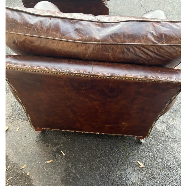 Vintage English Leather Club Chairs - Set of 2 For Sale In New York - Image 6 of 9
