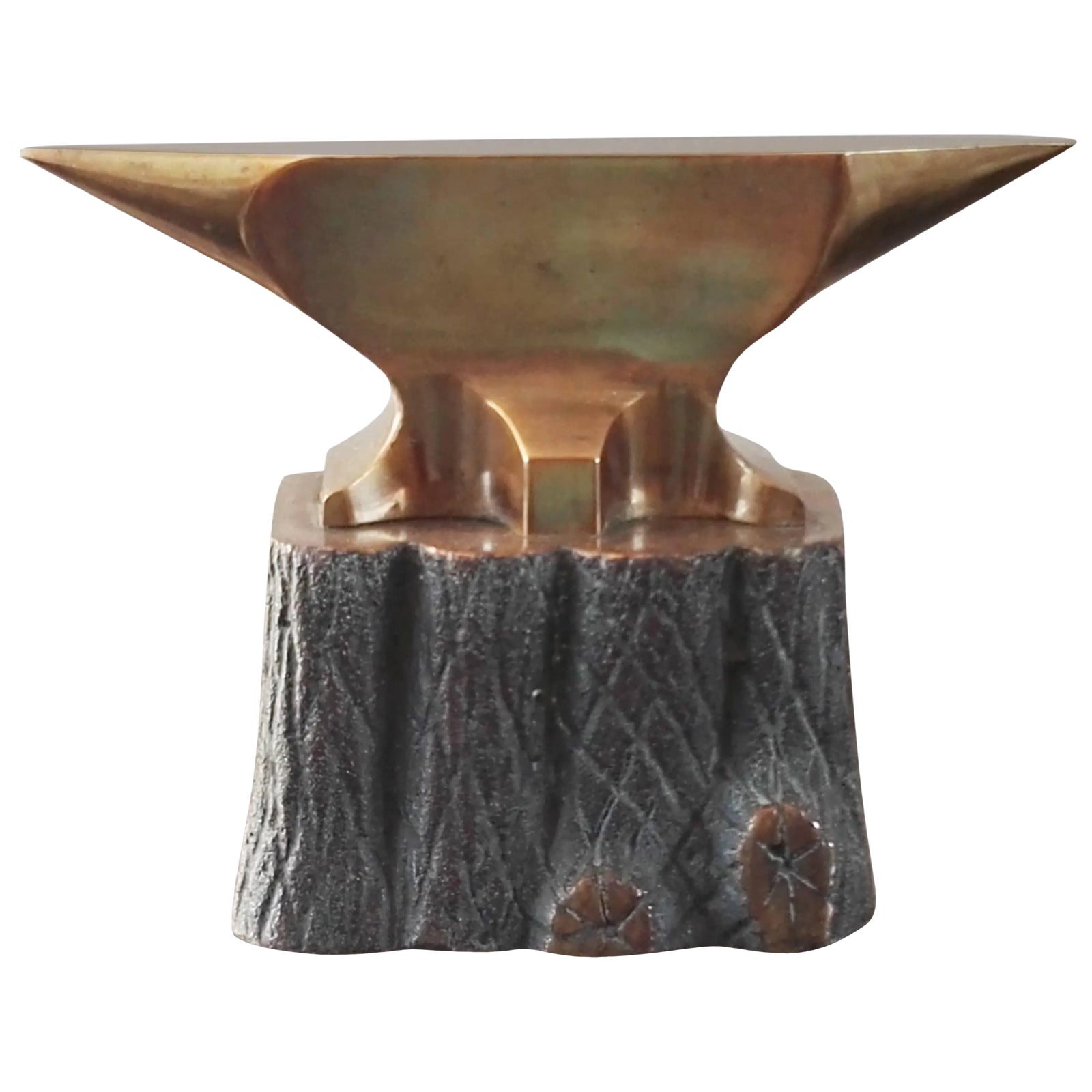 French 1960s Solid Bronze Anvil Shaped Sculpture Paperweight | Chairish