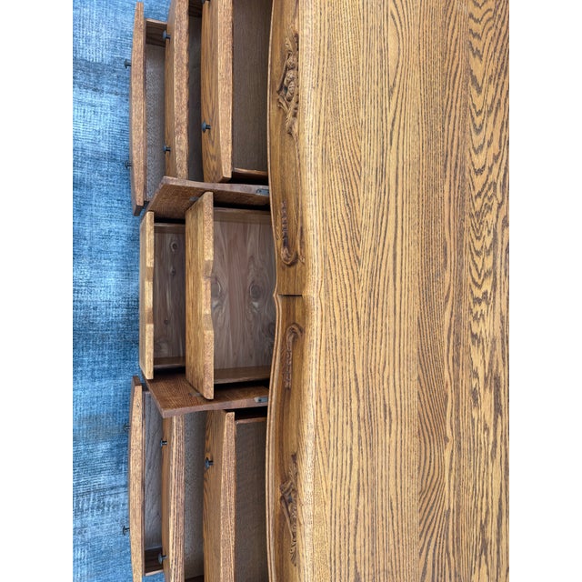 Late 20th Century Oakwood Interiors "Versailles" Carved Oak Chest of Drawers - Triple Dresser For Sale - Image 11 of 12