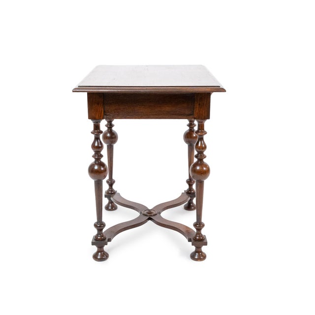 Late 19th Century English Oak Bobbin Leg Side Table With Drawer For Sale - Image 5 of 10