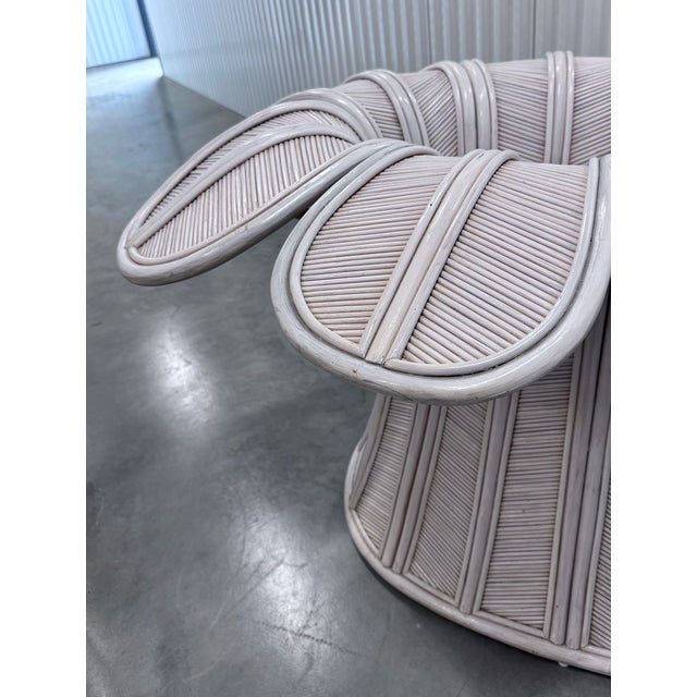 Wood Vintage Flower Oval Dining Table in Pencil Reed Bamboo and Rattan For Sale - Image 7 of 16