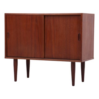 Mid-Century Modern Teak Chest of Drawers with Sliding Doors, 1960s For Sale