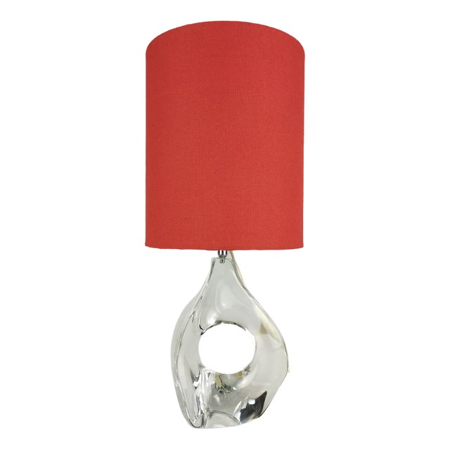 Mid-Century Table Lamp with Sculptural Base in Crystal Glass from Daum, Nancy For Sale