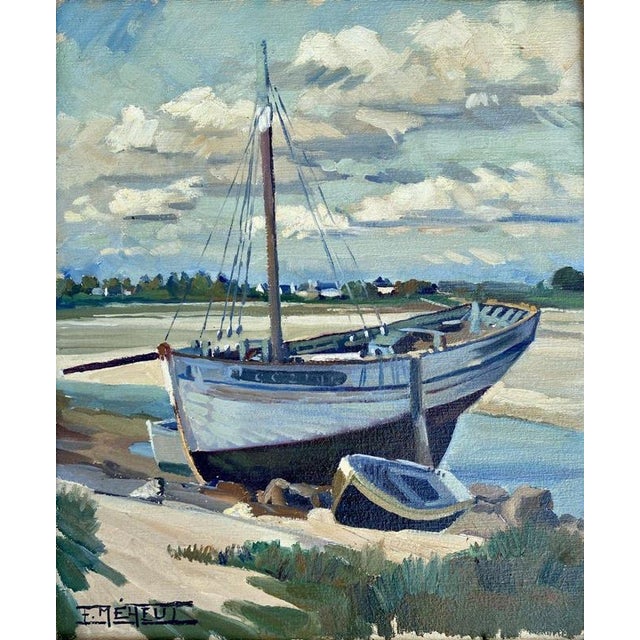 F. Meheut, Breton Boat, Oil on Hardboard For Sale - Image 3 of 13