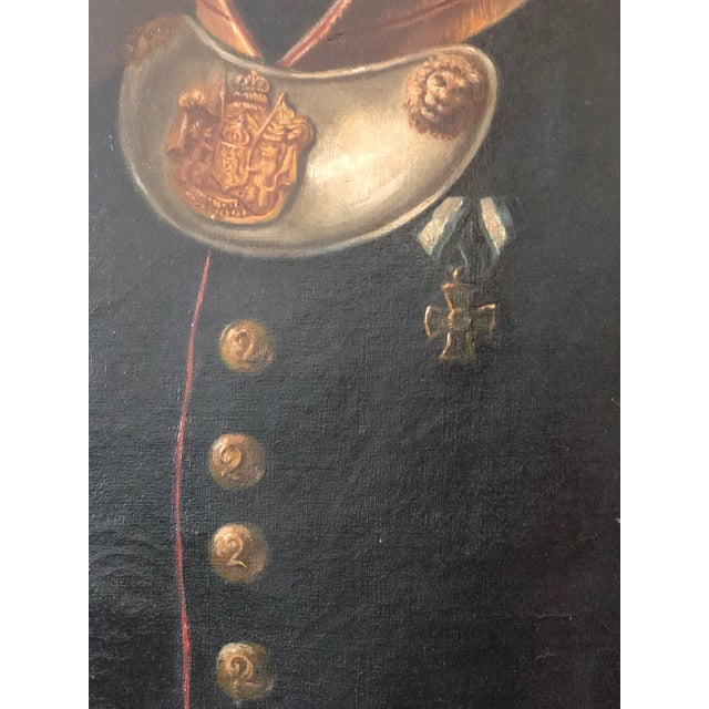 19th Century Antique Original Military Oil Painting: Large 19th Century Gentleman Portrait For Sale - Image 5 of 11