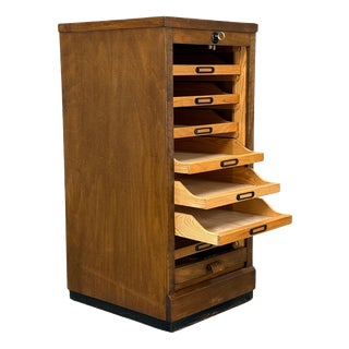 Art Deco Tambour Office Cabinet in Beech, Czechoslovakia, 1940s For Sale