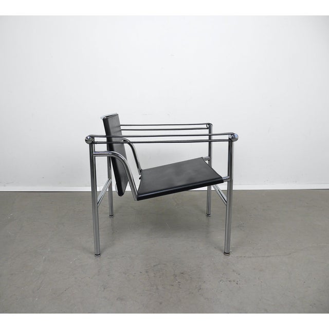 Black Tubular Steel LC 1 Chair by Le Corbusier, Pierre Jeanneret & Charlotte Perriand for Cassina, Italy, 1980s For Sale - Image 8 of 18