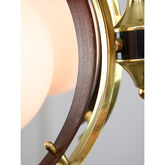 Mid-Century Modern Italian Brass and Opaline Chandelier For Sale - Image 11 of 17