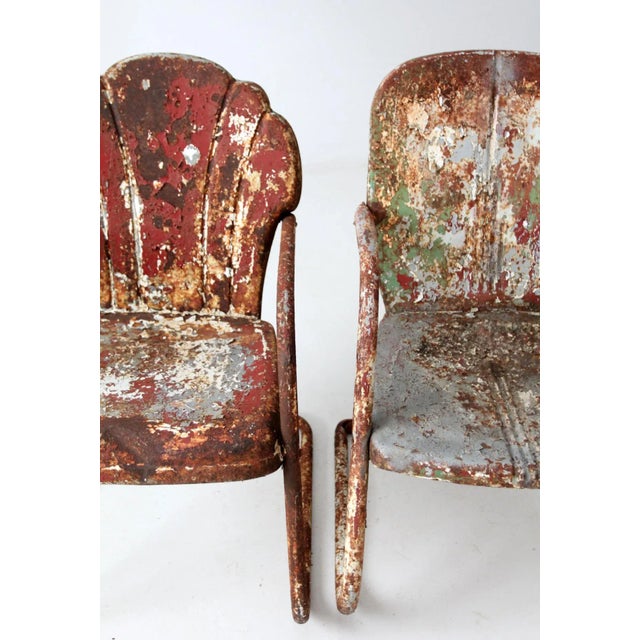 Mid 20th Century Mid-Century Metal Patio Chairs Set of 2 For Sale - Image 5 of 11