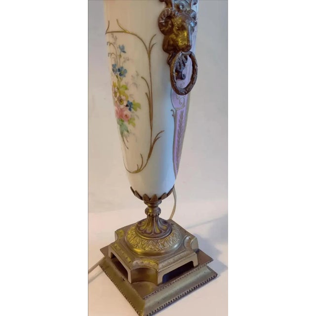Antique 19th Century Ornate French Sevres Style Porcelain and Bronze Table Lamp For Sale - Image 4 of 10