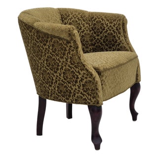 Vintage Danish Lounge Chair in Green Furniture Fabric, 1950s For Sale