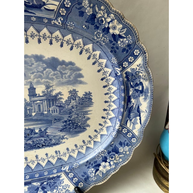 19th Century 19th Century Victorian Staffordshire Blue Transfer-Printed “Canova” Platter For Sale - Image 5 of 13