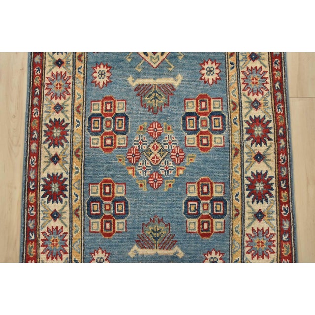 2020s Kazak Runner 2’8” X 9’5” Blue Wool Tribal Hand-Knotted Oriental Rug For Sale - Image 5 of 13
