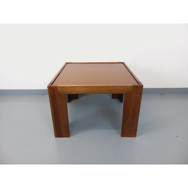 Vintage Italian Square Teak and Walnut Coffee Table by Afra and Tobia Scarpa for Cassina, 1960s For Sale - Image 14 of 18