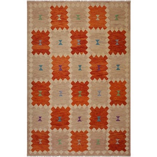 Modern Abstract Hand-Woven Wool Kilim - 8′ × 9′8″ For Sale