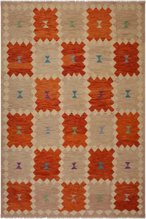 Modern Abstract Hand-Woven Wool Kilim - 8′ × 9′8″