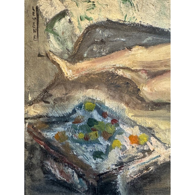 Original 1960 figurative oil painting by American artist Constance Levene, also known as Constance Levene Kane. This...